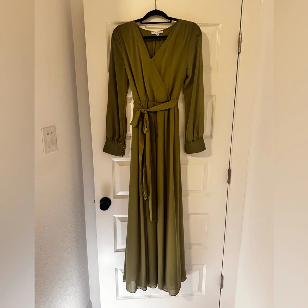 SOLD - Baltic Born Olive Long Sleeve Dress - Picture 4 of 11